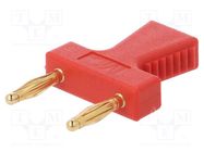 Connector: 2mm banana; stackable safety shunt; 10A; red; 30.4mm STÄUBLI