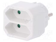 Connector: AC supply; splitter; 2P; Type: round,flat; white PLASTROL