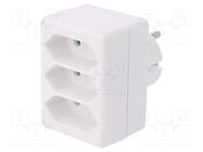 Connector: AC supply; splitter; 2P; Type: round,flat; white 