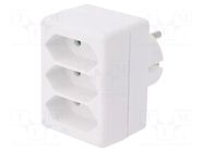 Connector: AC supply; splitter; 2P; Type: round,flat; white PLASTROL