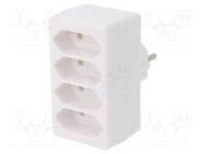 Connector: AC supply; splitter; 2P; Type: round,flat; white PLASTROL