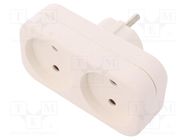 Connector: AC supply; splitter; 2P; 230VAC; 16A; Type: round; white PLASTROL