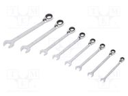 Wrenches set; combination spanner,with ratchet; 8pcs. 