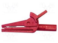 Crocodile clip; 6A; red; Grip capac: max.15.7mm; Socket size: 4mm MUELLER ELECTRIC