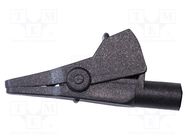 Crocodile clip; 10A; black; Grip capac: max.7mm; Socket size: 4mm MUELLER ELECTRIC