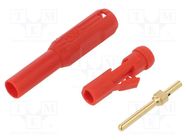 Connector: 2mm banana; plug; red; gold-plated; Type: insulated 