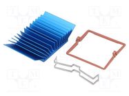 Heatsink: extruded; grilled; BGA; blue; L: 37.5mm; W: 37.5mm; 2.8°C/W 