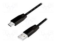 Cable; USB 2.0; USB A plug,USB B micro plug; 1m; black LOGILINK