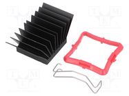 Heatsink: extruded; grilled; BGA; black; L: 27mm; W: 27mm; H: 19.5mm 