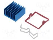 Heatsink: extruded; grilled; BGA; blue; L: 23mm; W: 23mm; H: 12.5mm 