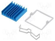 Heatsink: extruded; grilled; BGA; blue; L: 29mm; W: 29mm; H: 7.5mm 