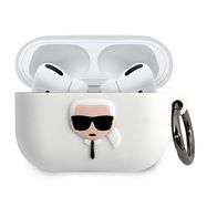 Karl Lagerfeld KLACAPSILGLWH AirPods Pro cover white / white Silicone Ikonik, Karl Lagerfeld