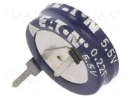 Supercapacitor; THT; 220mF; 5.5VDC; -20÷80%; Ø11.5x5.2mm; 75Ω; KR EATON ELECTRONICS