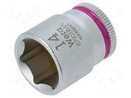 Socket; 6-angles,socket spanner; HEX 14mm; Chrom-vanadium steel WERA