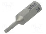 Screwdriver bit; hex key; HEX 2mm; Overall len: 25mm; STANDARD WIHA