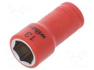Socket; 6-angles,insulated,socket spanner; HEX 13mm; 1/4" WIHA