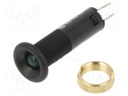 Indicator: LED; flat; green; 24VDC; Ø8mm; IP40; plastic; Body: black 