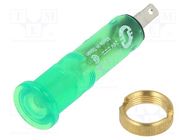 Indicator: LED; flat; green; 24VDC; Ø8mm; IP40; plastic; Body: silver 