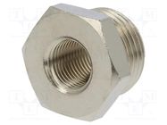 Nipple; reductive; nickel plated brass; Input thread: G 3/8" PNEUMAT