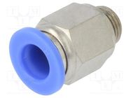 Push-in fitting; straight; -0.95÷15bar; nickel plated brass PNEUMAT