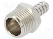 Threaded fitting; connector pipe; nickel plated brass; 10mm PNEUMAT