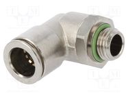 Push-in fitting; angled 90°; -0.95÷20bar; nickel plated brass 