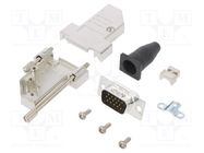 D-Sub HD; PIN: 15; male; angled 45°; soldering; for cable; UNC 4-40 AMPHENOL COMMUNICATIONS SOLUTIONS