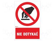 Safety sign; prohibitory; self-adhesive folie; W: 200mm; H: 300mm ANRO