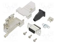 D-Sub; PIN: 9; female; angled 45°; screw terminal; for cable AMPHENOL COMMUNICATIONS SOLUTIONS