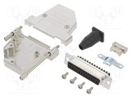 D-Sub; PIN: 25; female; angled 45°; screw terminal; for cable AMPHENOL COMMUNICATIONS SOLUTIONS