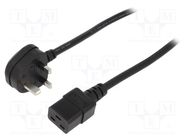 Cable; 3x1.5mm2; BS 1363 (G) plug,IEC C19 female; PVC; 1m; black LIAN DUNG