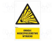 Safety sign; warning; self-adhesive folie; W: 200mm; H: 300mm ANRO