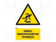 Safety sign; warning; self-adhesive folie; W: 200mm; H: 300mm ANRO