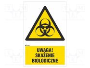 Safety sign; warning; self-adhesive folie; W: 200mm; H: 300mm ANRO