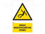 Safety sign; warning; self-adhesive folie; W: 200mm; H: 300mm ANRO