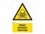 Safety sign; warning; self-adhesive folie; W: 200mm; H: 300mm ANRO