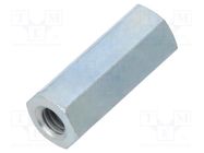 Screwed spacer sleeve; 18mm; Int.thread: M4; hexagonal; steel DREMEC