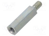 Screwed spacer sleeve; 15mm; Int.thread: M3; Ext.thread: M3; steel 