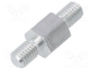 Screwed spacer sleeve; 8mm; Ext.thread: M5; hexagonal; aluminium DREMEC