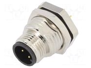 Connector: M12; socket; PIN: 4; male; 125V; vertical; IPX7; THT; 5A ATTEND