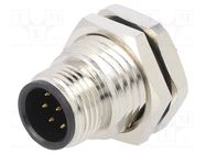 Connector: M12; socket; PIN: 8; male; 125V; vertical; IPX7; THT; 5A ATTEND