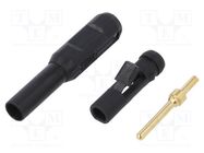 Plug; 2mm banana; black; gold-plated; Insulation: polyamide STÄUBLI