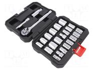 Wrench-set; 6-angles,socket spanner; Mounting: 3/8"; 24pcs. Workpro