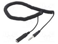 Cable; Jack 6,3mm 3pin plug,Jack 6,3mm socket; 5m; black BQ CABLE