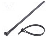 Cable tie; multi use; L: 200mm; W: 7.6mm; polyamide; 222N; black FIX&FASTEN