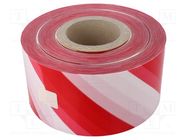 Tape: warning; white-red; L: 250m; W: 100mm; Thk: 0.1mm MEDID