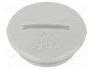 Stopper; PG13,5; polystyrene; light grey; 6.5mm 