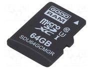 Memory card; industrial; microSD,MLC; UHS I U1; 64GB; 0÷70°C GOODRAM INDUSTRIAL