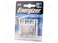 Battery: lithium; AA; 1.5V; 3000mAh; non-rechargeable; 4pcs. ENERGIZER