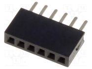 Connector: pin strips; socket; female; PIN: 6; straight; 1.27mm; THT CONNFLY